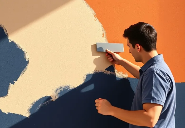 Application d'un enduit décoratif à la lisseuse sur un mur