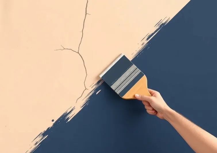 Ponçage et rebouchage des fissures avant mise en peinture